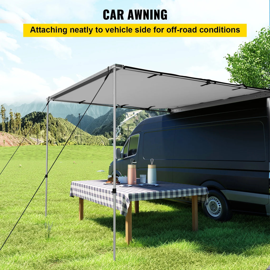 Retractable Waterproof SUV Rooftop Car Awning Grey 7.6'x8.2' P4889
