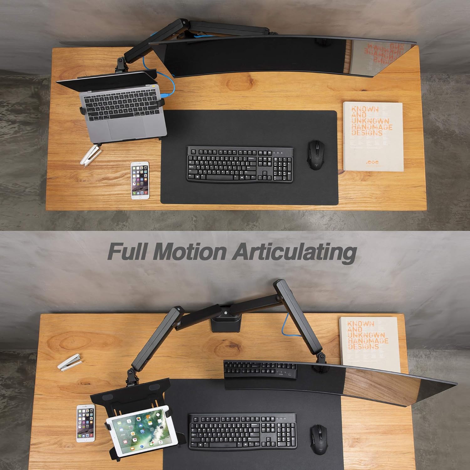 Laptop and Monitor Stand with 2 Full Motion Adjustable Arms A127