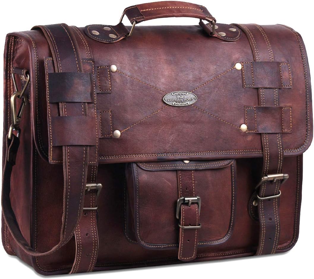 Distressed Leather Messenger Bag Satchel (13 X 18) X48115