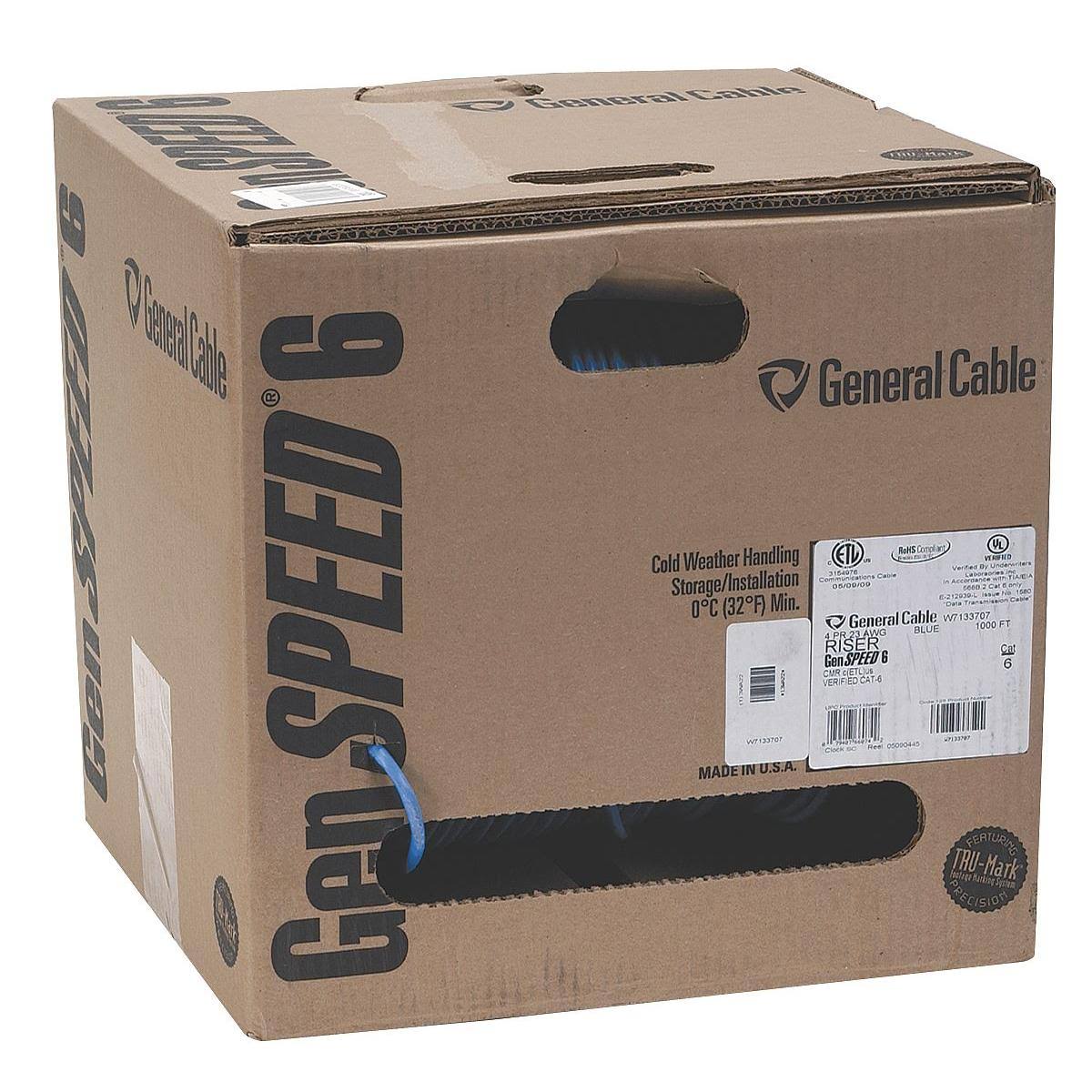 Cat 6 Cable, 23 AWG, 1000 Ft, Blue T560