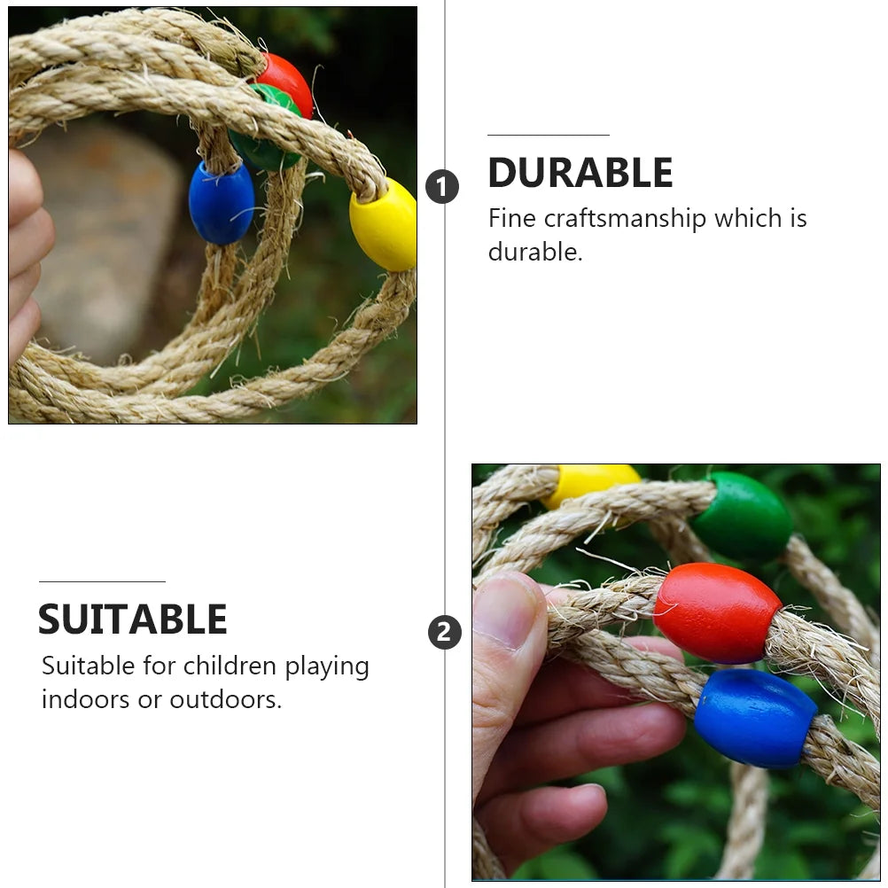 50 PCS Natural Rope Throwing Toss Rings Toy M38351