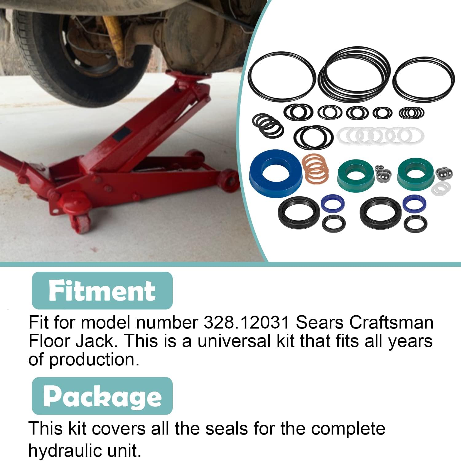 Seal Replacement Kit for Craftsman Floor Jack, 2 Ton, 59 PCS, Pack of 2 I786657
