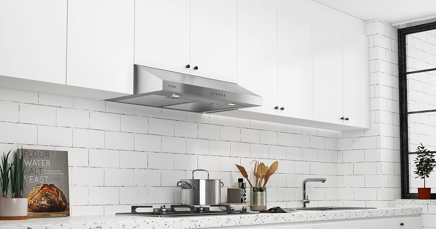 30 inch Under Cabinet Range Hood with 900 CFM, Stainless Steel, 4 Speed, Aluminum Mesh Filters, LED Lights E1909