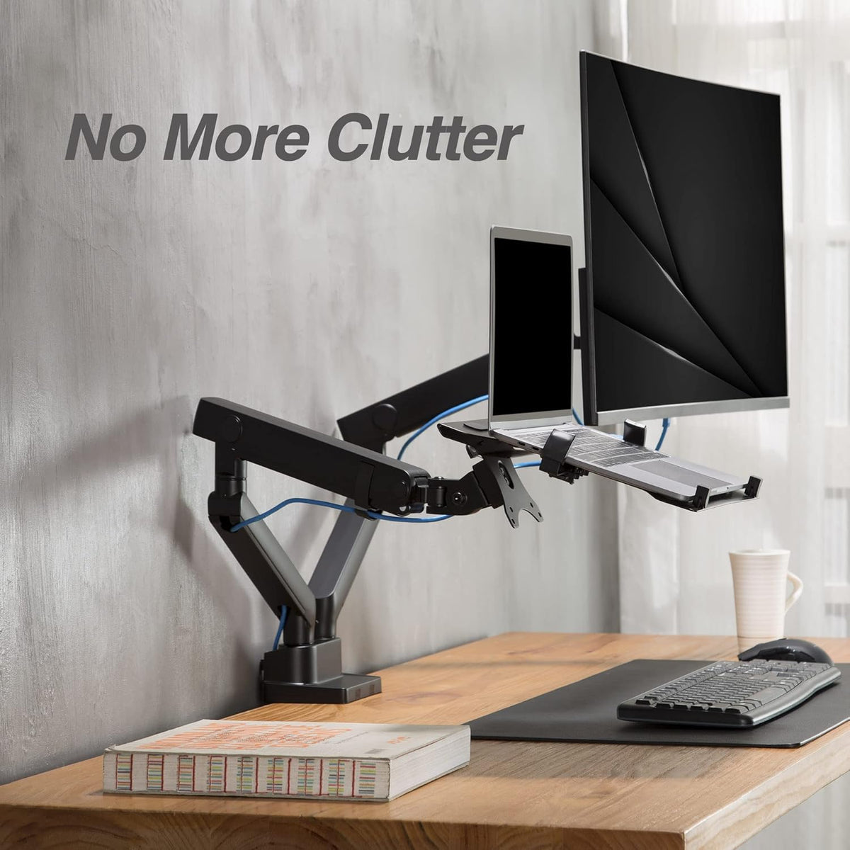 Laptop and Monitor Stand with 2 Full Motion Adjustable Arms A127
