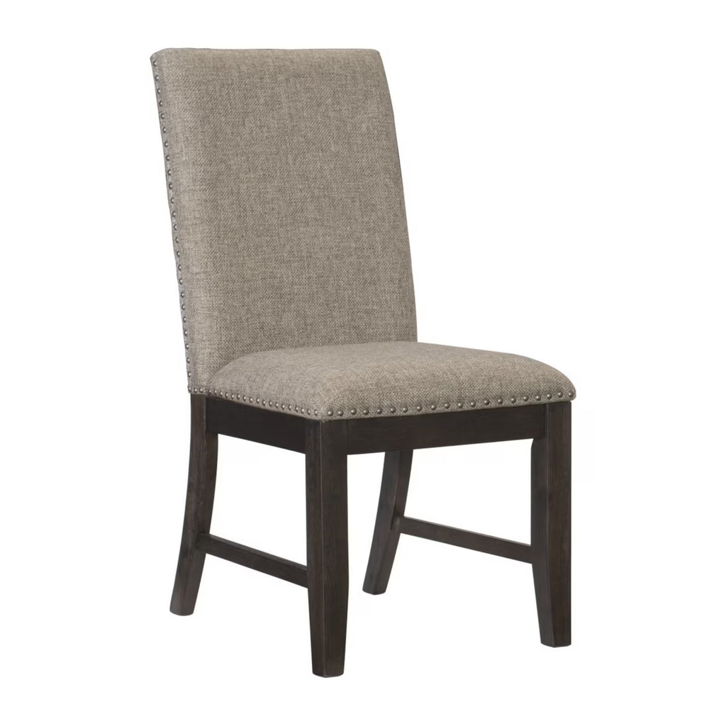 Brown Fabric Padded Side Chair with Nailhead Trim T657