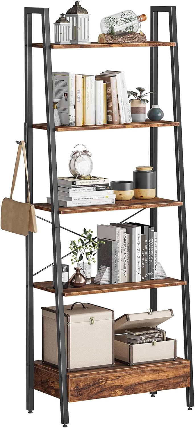 5-Tier Ladder Shelf with Drawer F7188