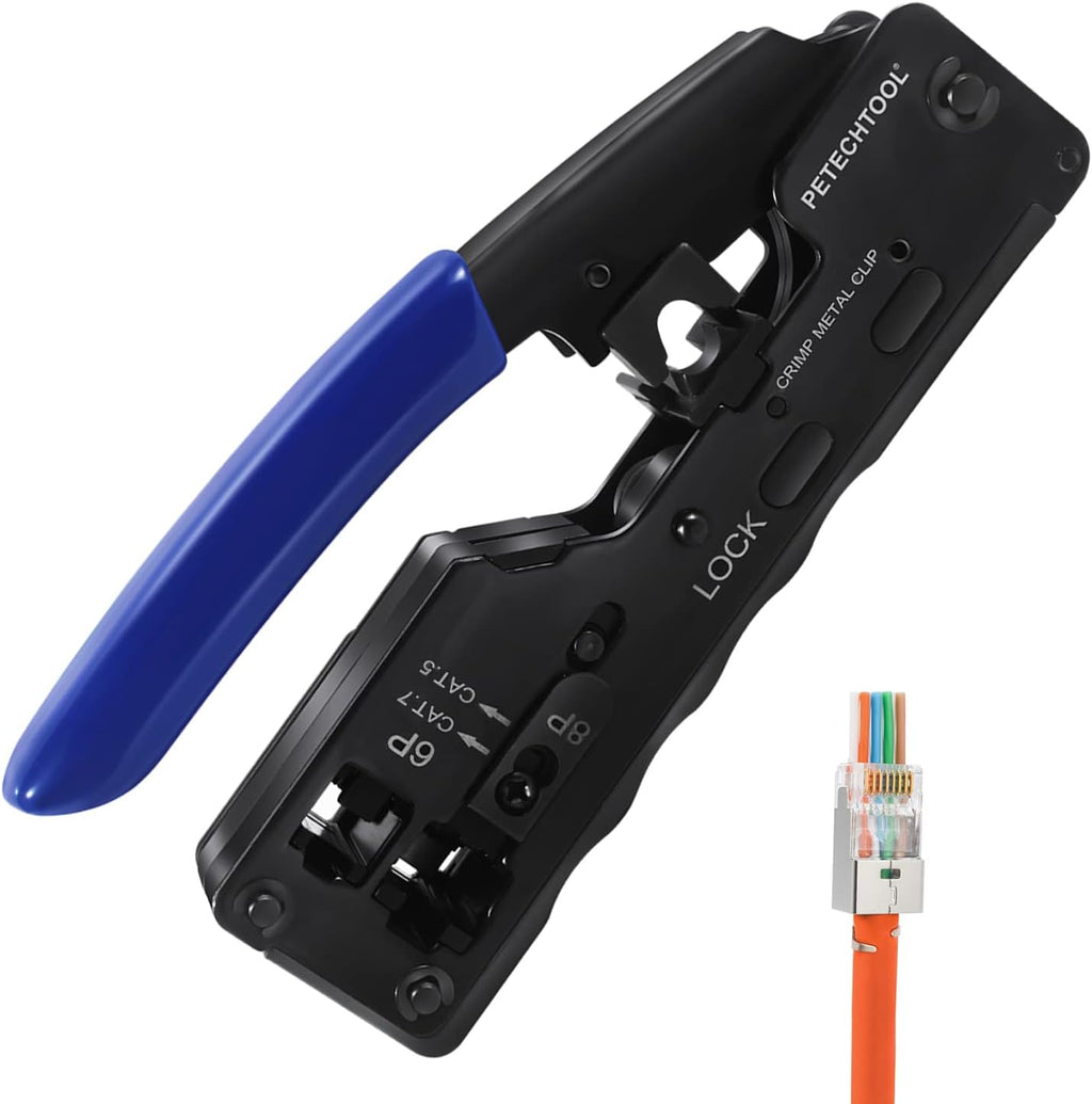 RJ45 Crimp Tool Ethernet Crimping Tool Wire Cutter Crimper For Cat7 Cat6a Cat6 Cat5e Pass Through Connectors W576