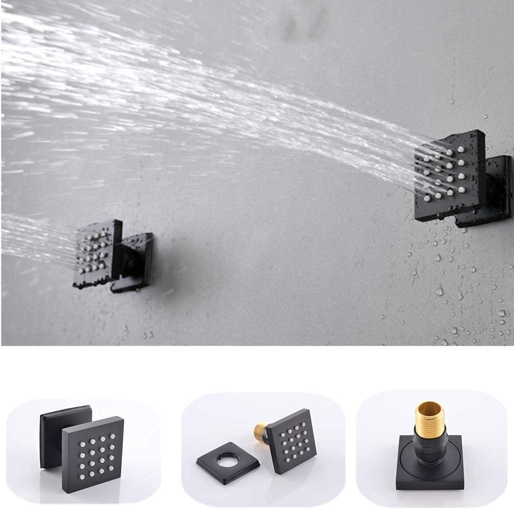 Matte Black 12 LED Rainfall Shower System with Handheld Shower G319