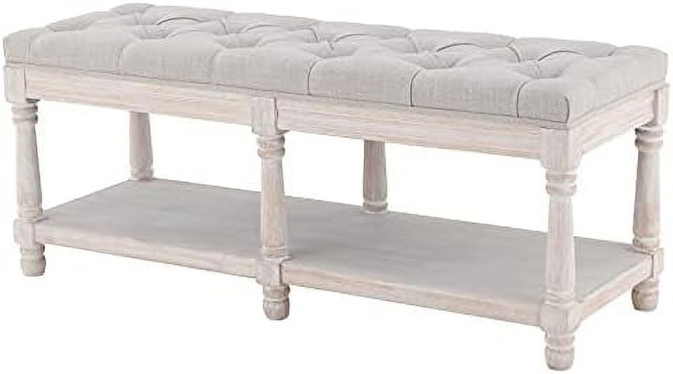 Tufted Shoe Rack Bench Black Wood W2848