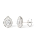 Pear Halo Stud Earrings in Sterling Silver A348
