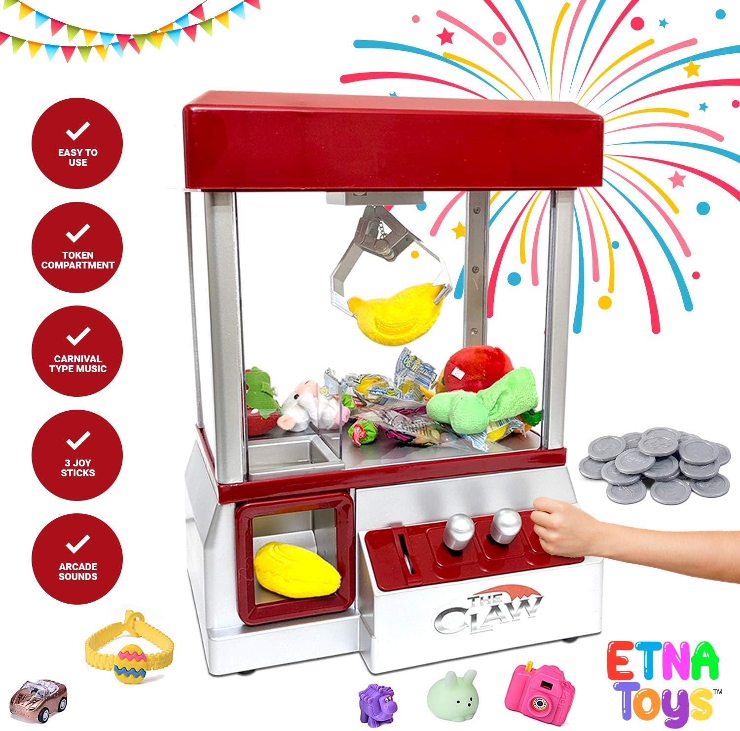 Mini Arcade Claw Machine Candy Prize Dispenser Game D391542
