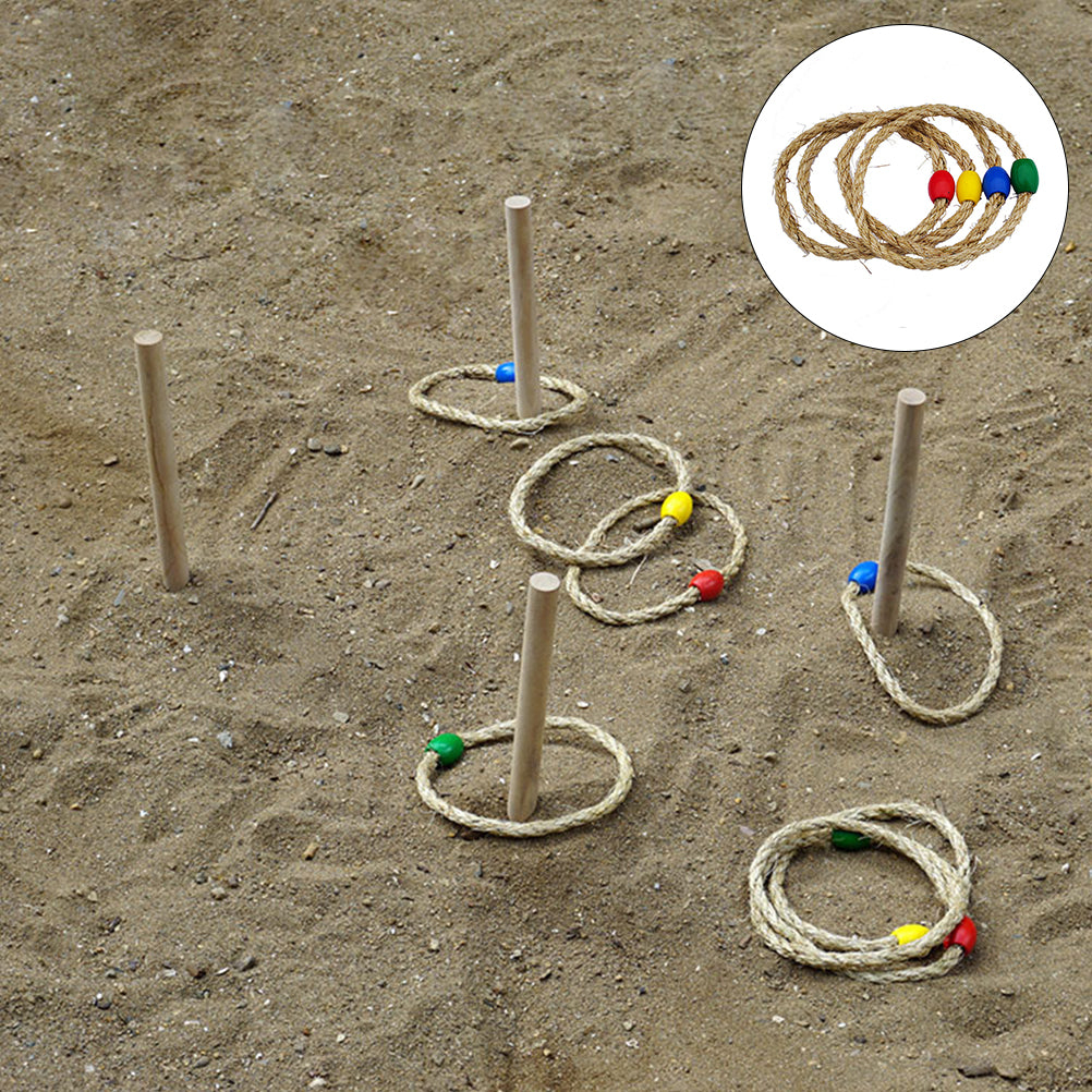50 PCS Natural Rope Throwing Toss Rings Toy M38351