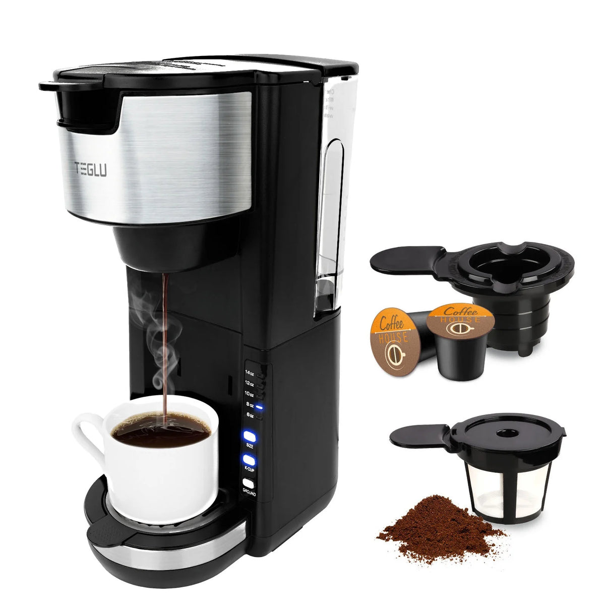 Black Single Serve Coffee Maker with 30 Oz Water Tank I39822