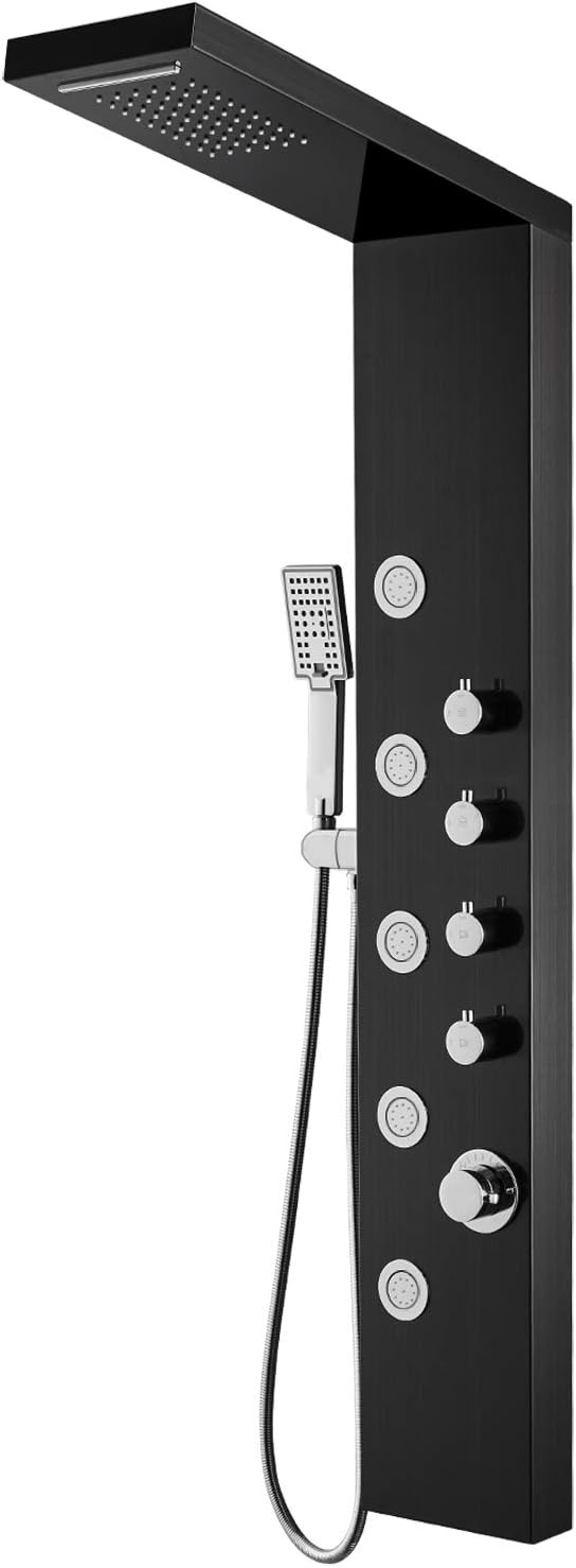 Shower Panel Tower with Rainfall Shower Head, 4 Body Jets, Handheld and Tub Spout, Stainless Steel N898