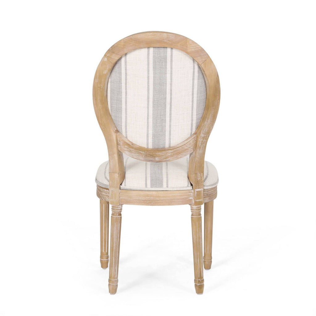 Dining Chair Set of 4 Gray Stripes Light Beige Natural U26032