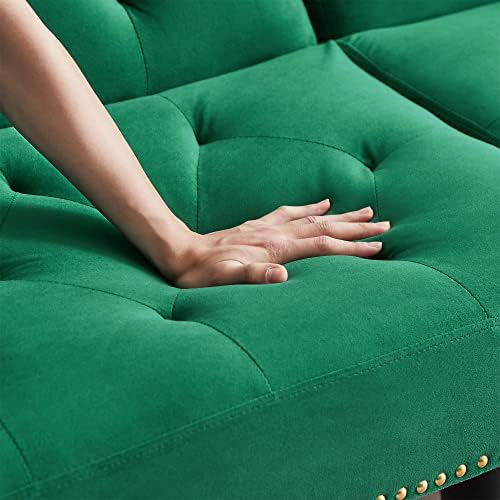 Modern Velvet 2 in 1 Futon Sofa Bed with 2 Pillows 73" Golden Chrome Legs W9239