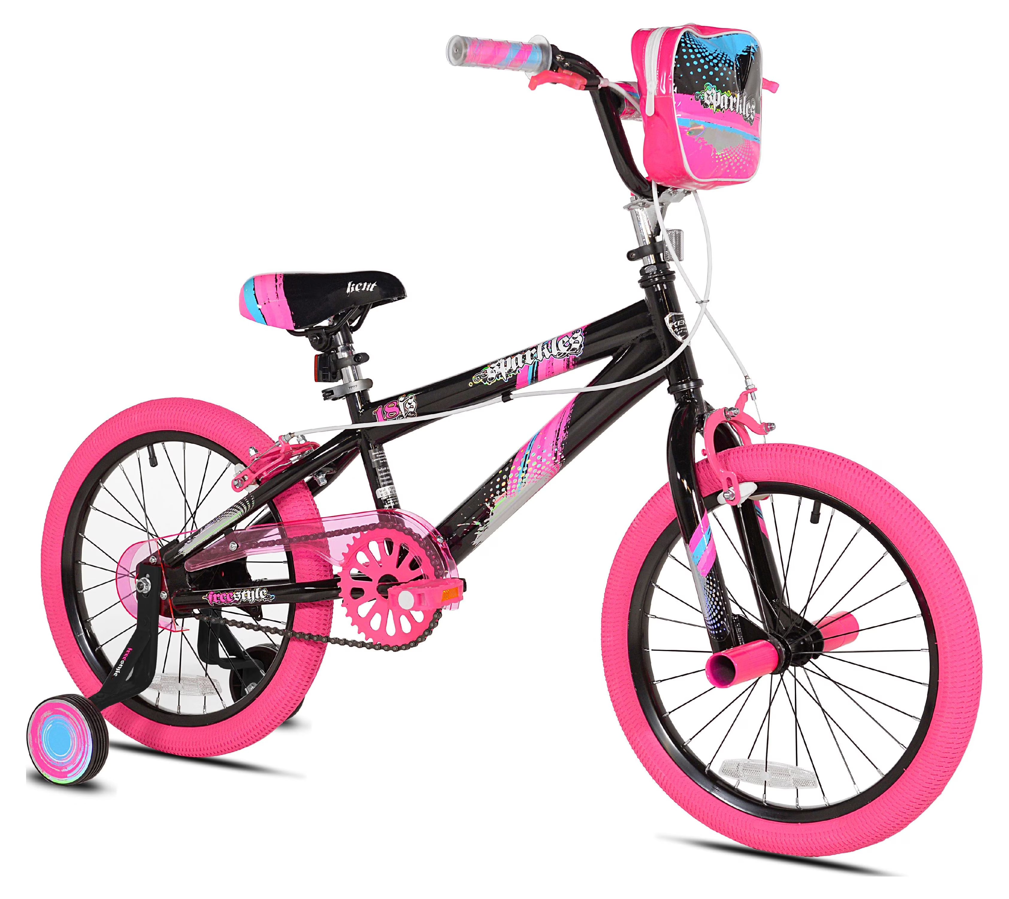 18 inch Girl's Sparkles Bicycle, Black and Pink U703