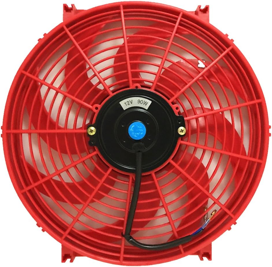 12V Slim Electric Cooling Radiator Fan with Fan Mounting Kit (14 Inch, Black) Pack of 2 B8738