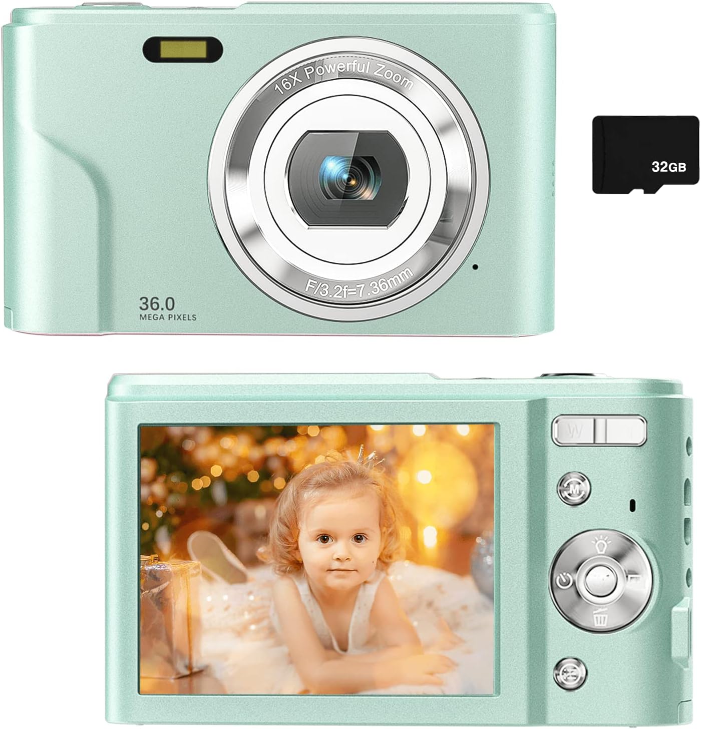36MP Full HD 1080P Rechargeable Children's Camera with 32GB SD Card (Purple) N5256