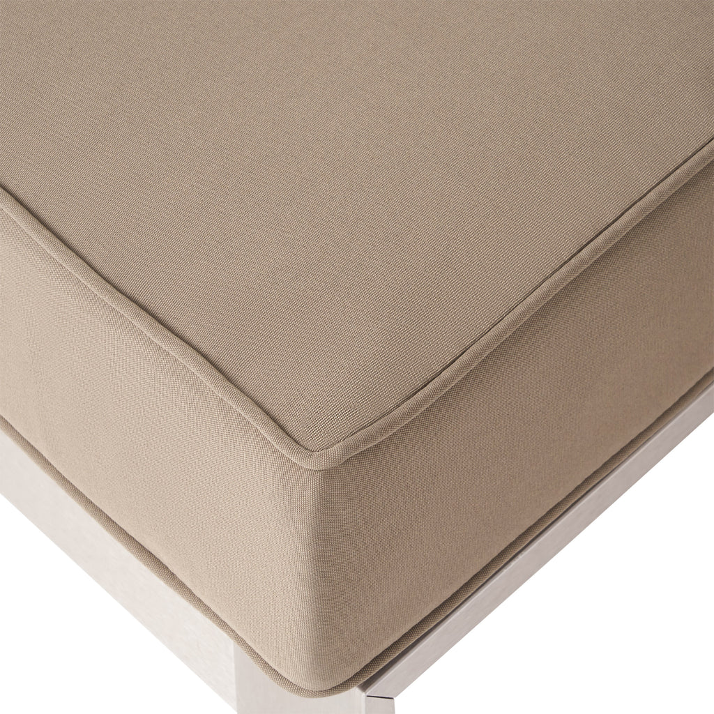 6 Seater Aluminum Sofa and Ottoman Set with Side Tables, Silver and Khaki K819306