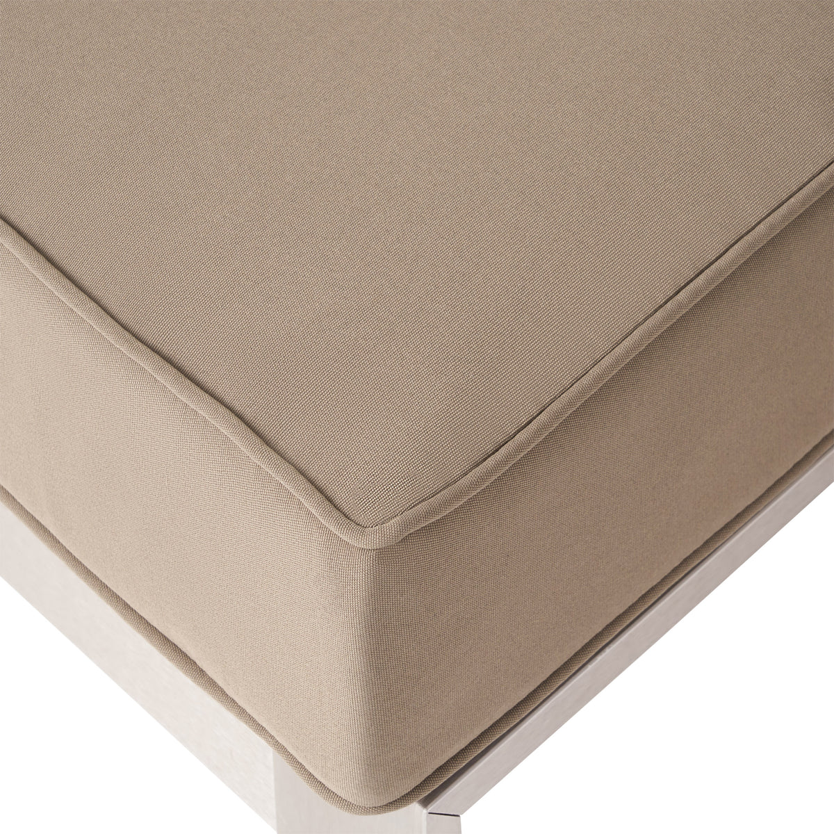 6 Seater Aluminum Sofa and Ottoman Set with Side Tables, Silver and Khaki K819306