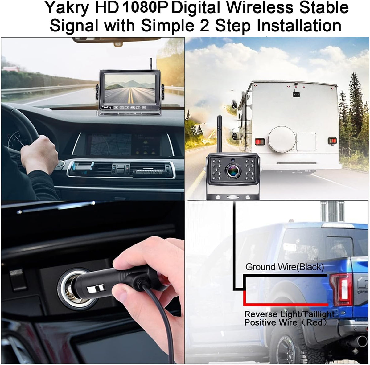 HD 1080P 7'' Monitor Bluetooth Backup Camera Kit J27785