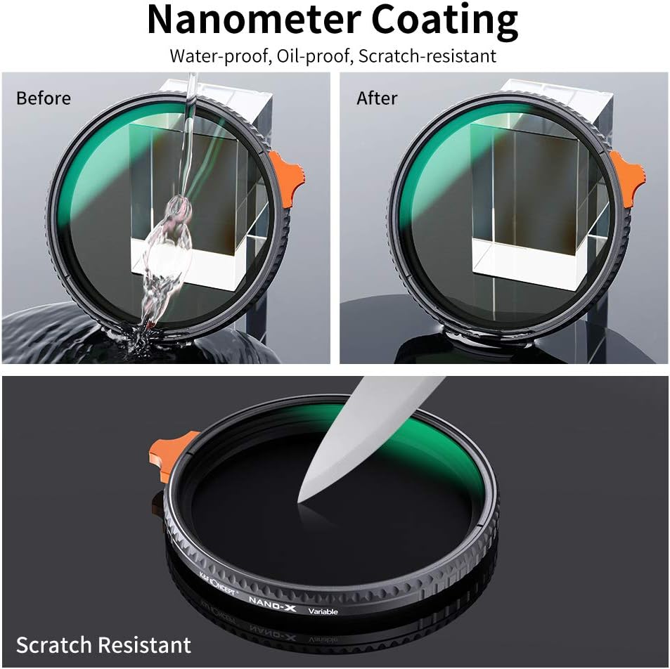 52mm Variable ND Filter ND2-ND400 with Multi-Layer Coatings AGC Glass Neutral Density Filter Pack of 2 M586