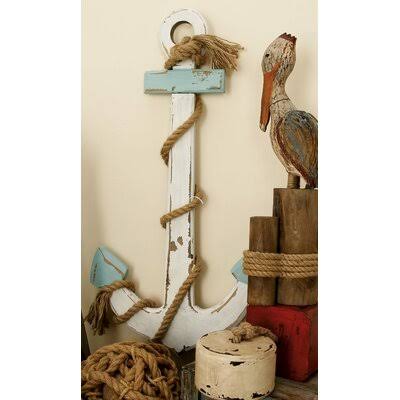 White/Blue Anchor Wall Decor N8973