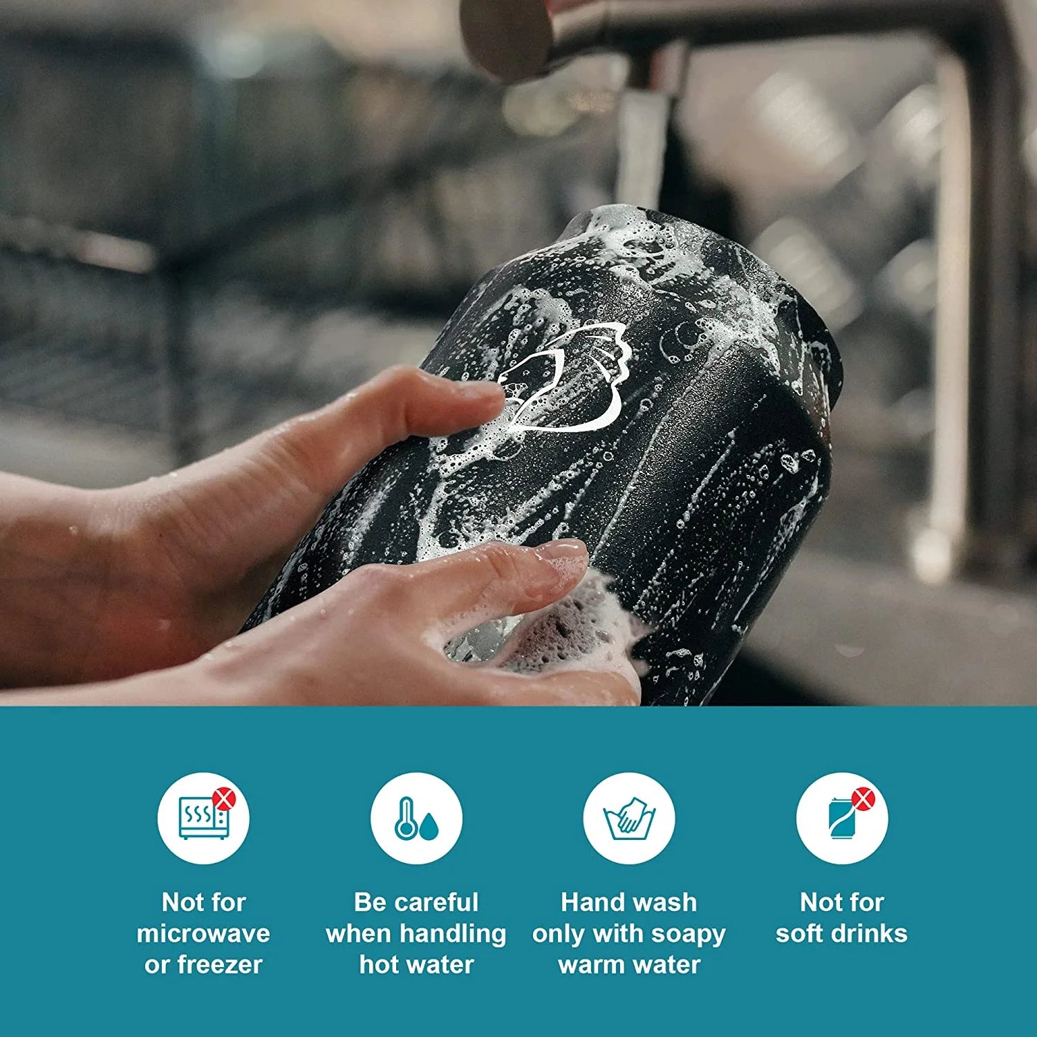 64oz Insulated Stainless Steel Water Bottle with Straw Lid Q549881