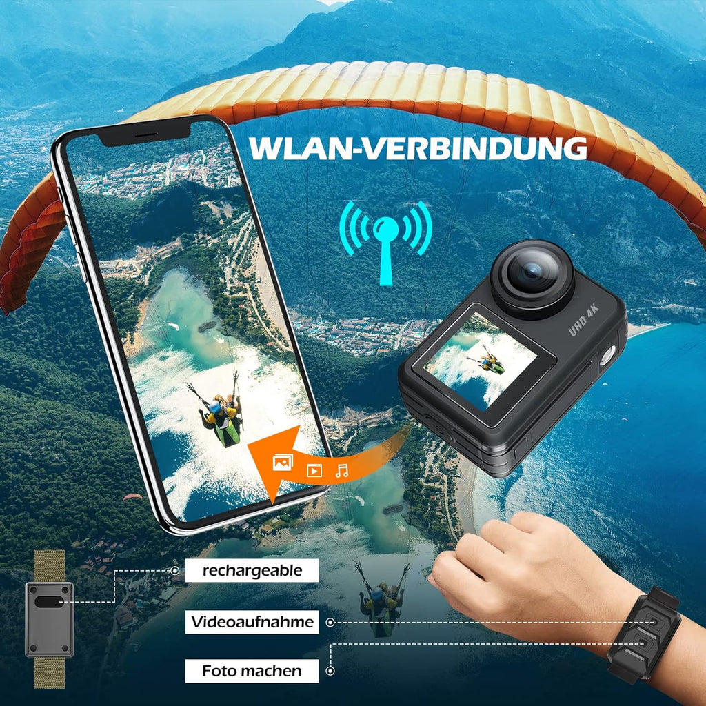4K 20MP Dual Screen Waterproof Action Camera with EIS Remote Control Y350297
