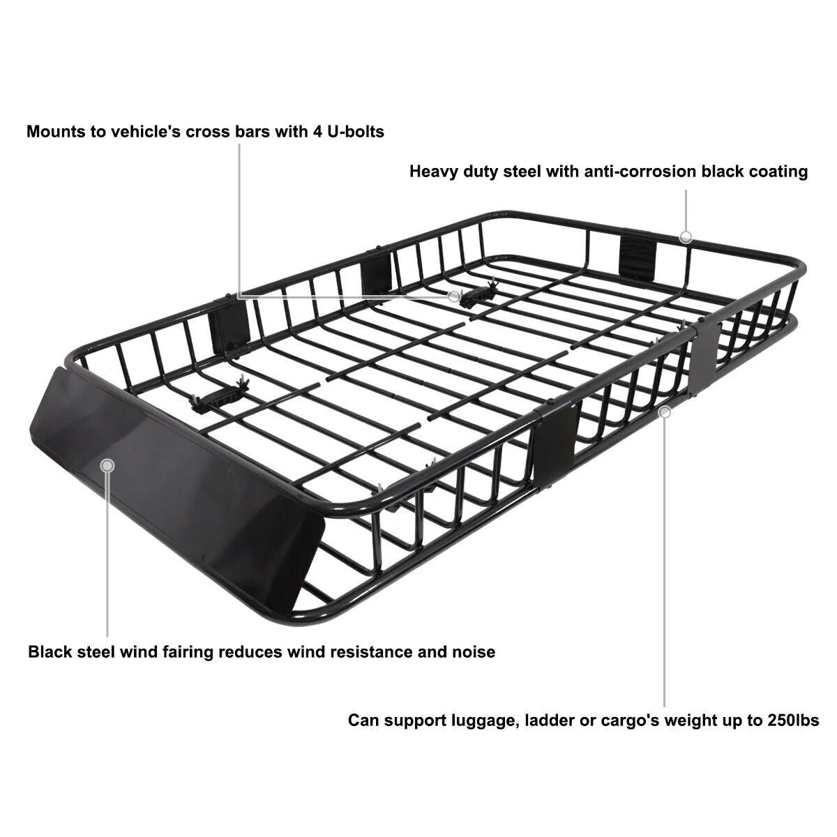 64" Extendable Steel Roof Rack Cargo Carrier Basket G117549