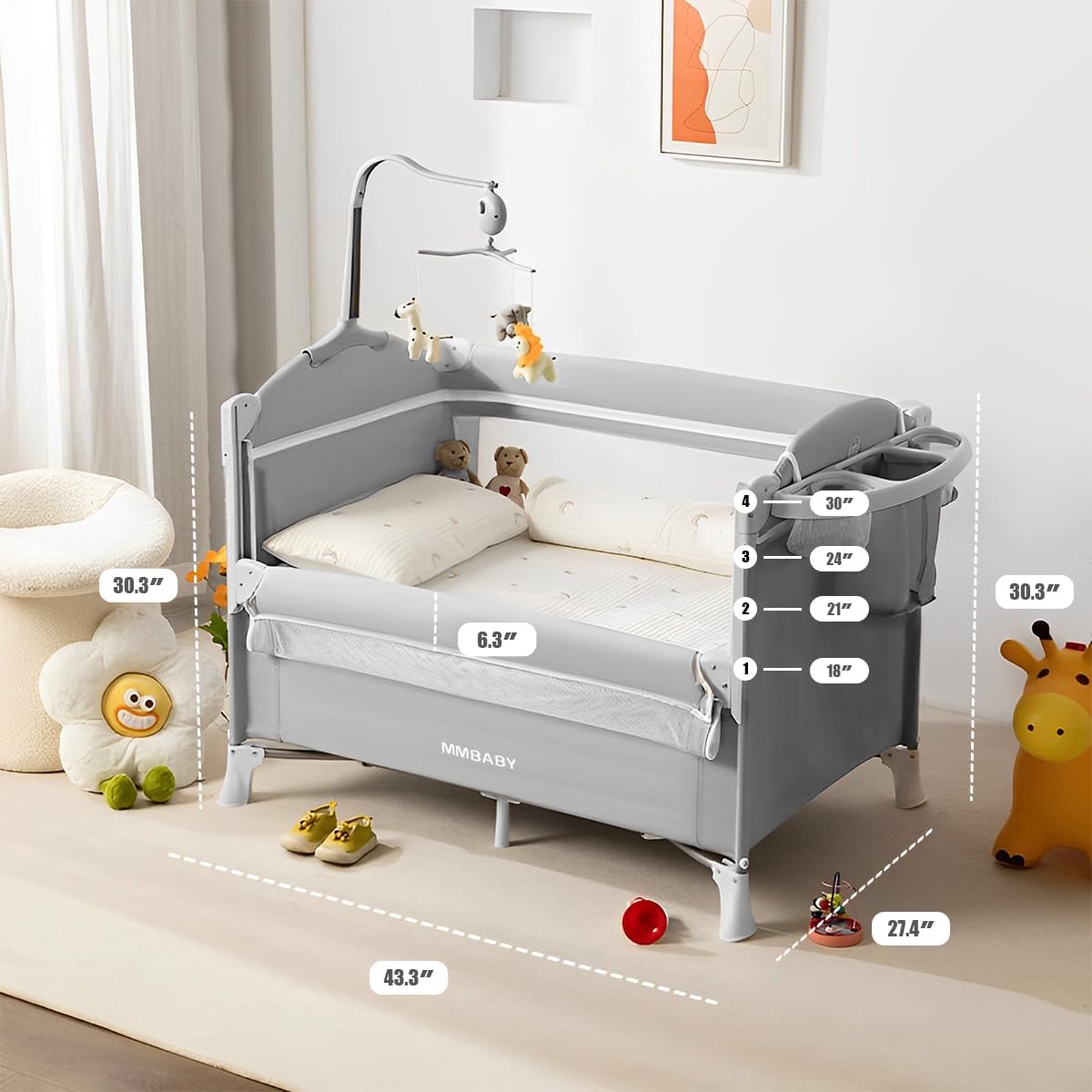5-in-1 Portable Crib with Carry Bag M12674