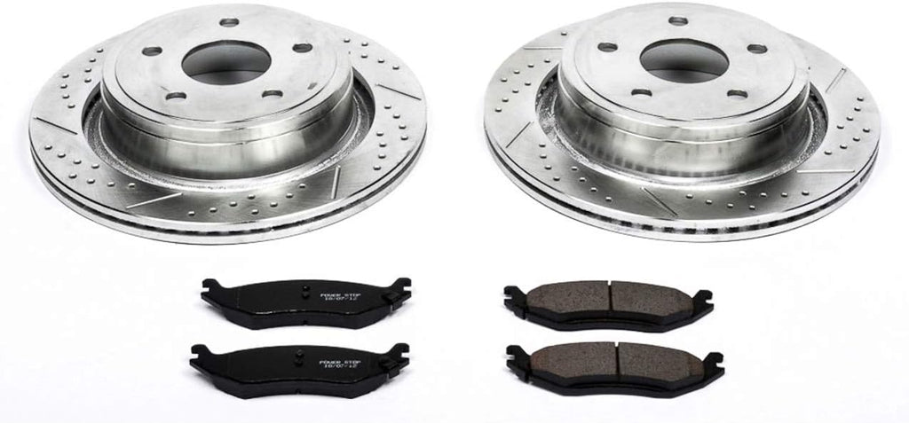 Rear Z23 Carbon Fiber Brake Pads with Drilled & Slotted Brake Rotors Kit U28671