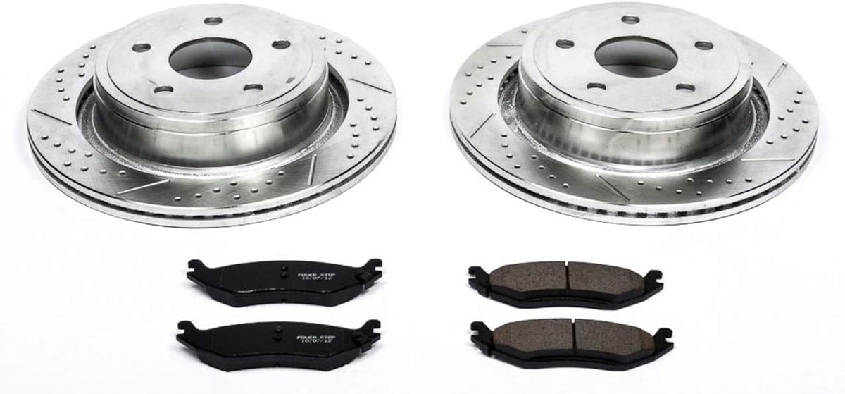 Rear Z23 Carbon Fiber Brake Pads with Drilled & Slotted Brake Rotors Kit U28671