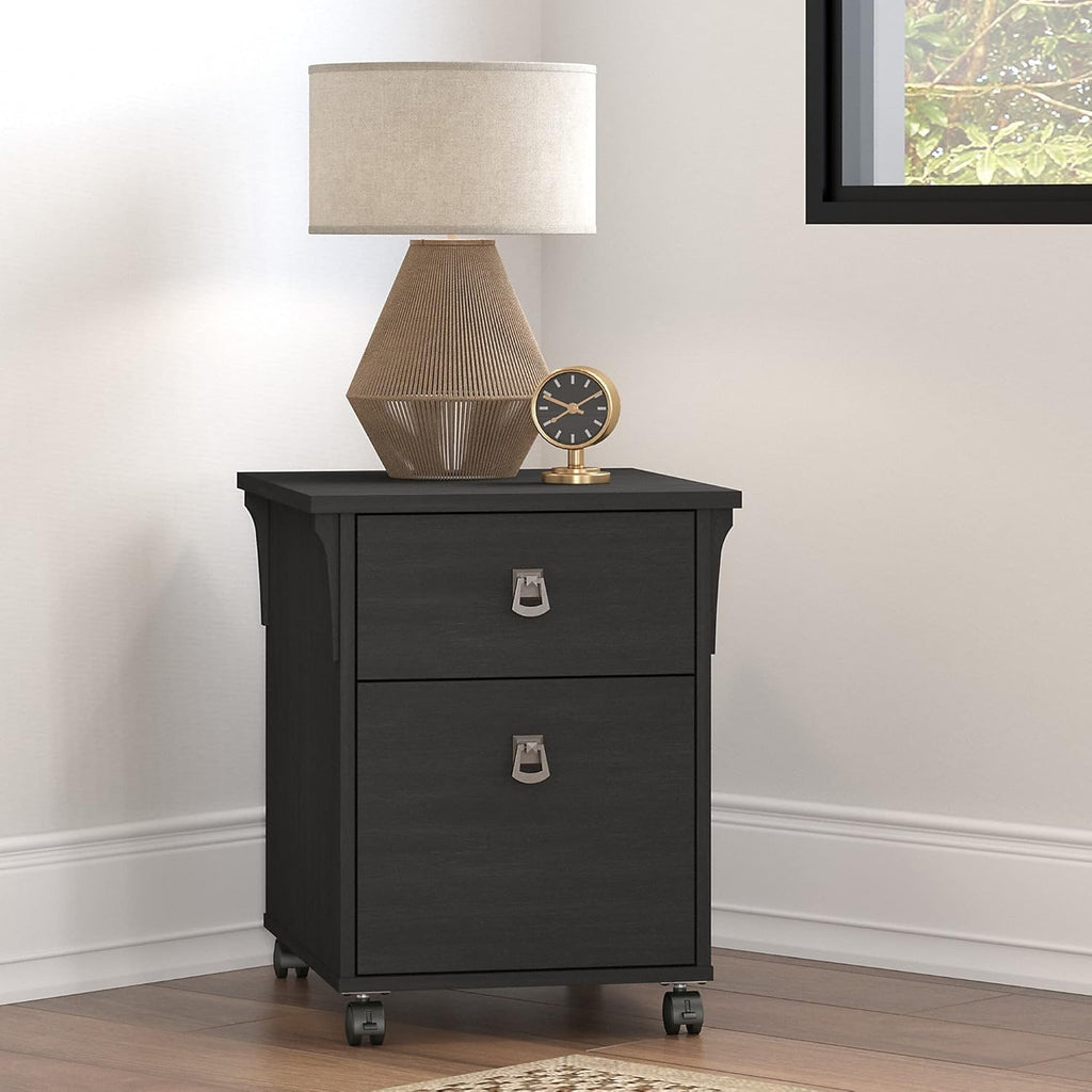Vintage Black 2 Drawer Mobile File Cabinet A9395