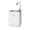 Stainless Steel Laundry Sink with Faucet and Storage Cabinet W36703
