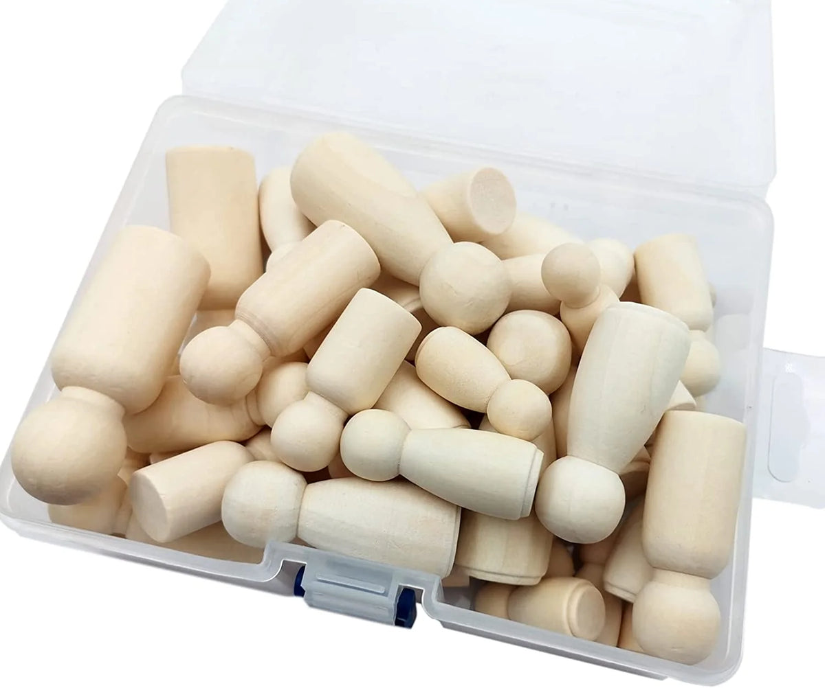 50Pcs Wooden Peg Dolls 35-65mm DIY Arts Crafts D838