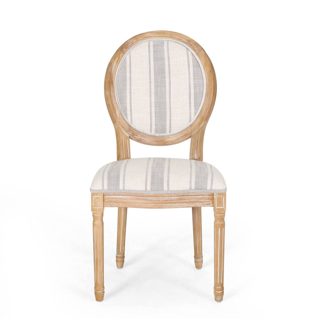 Dining Chair Set of 4 Gray Stripes Light Beige Natural U26032