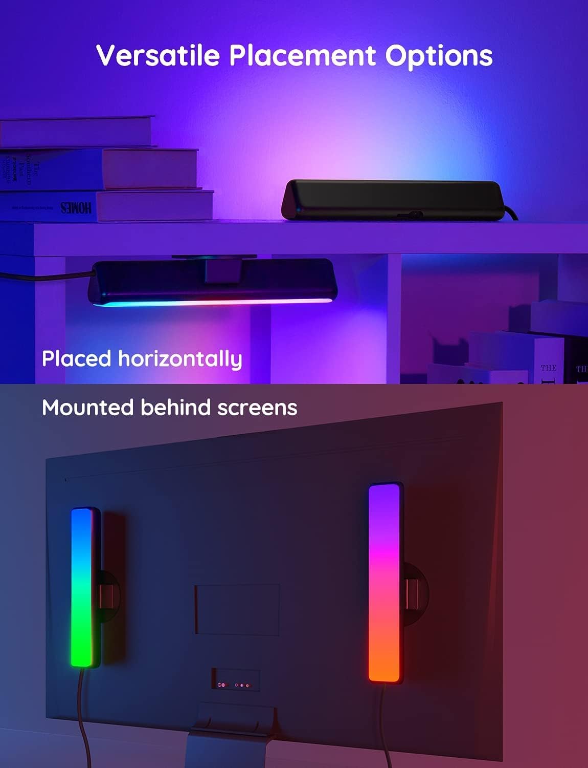Smart LED Light Bars with WiFi TV Backlights, Pack of 2 H986688