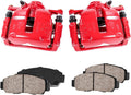Red Coated Caliper Pair + Ceramic Brake Pads + Hardware Brake Kit G9876