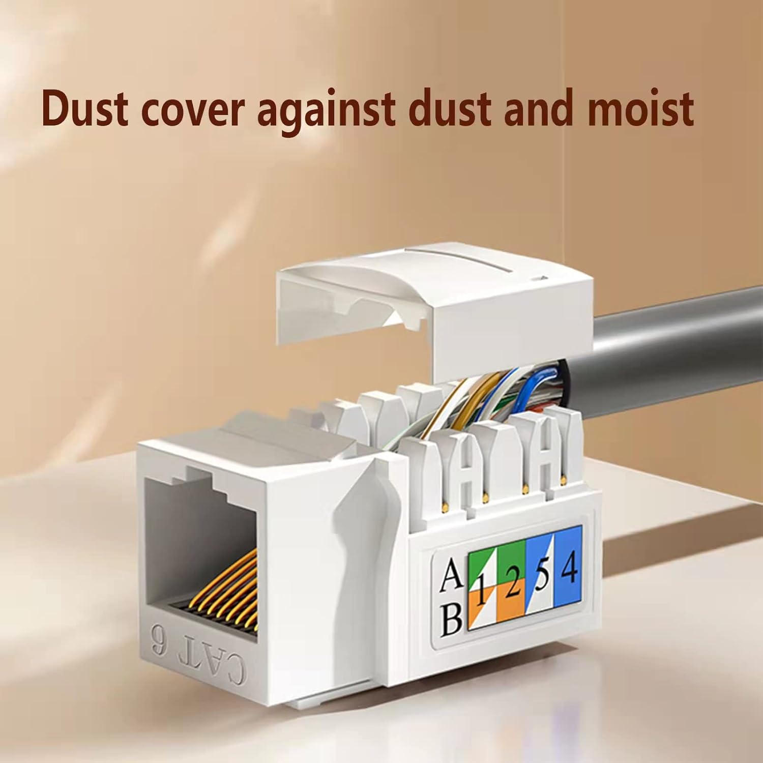 Cat6 RJ45 Keystone Jack Punch Down Connector White Ethernet Module Coupler M1535