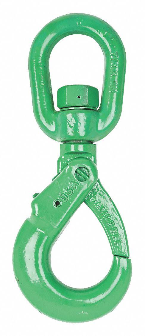 5/8in Grade 100 Painted Green Swivel Self Locking Hook C85497