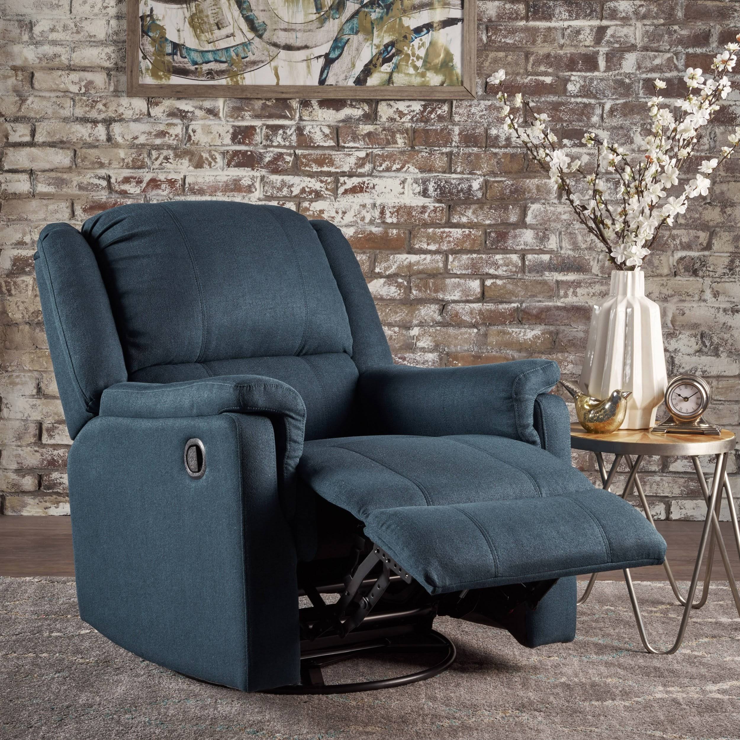 Charcoal Tufted Fabric Swivel Gliding Recliner Chair W6609