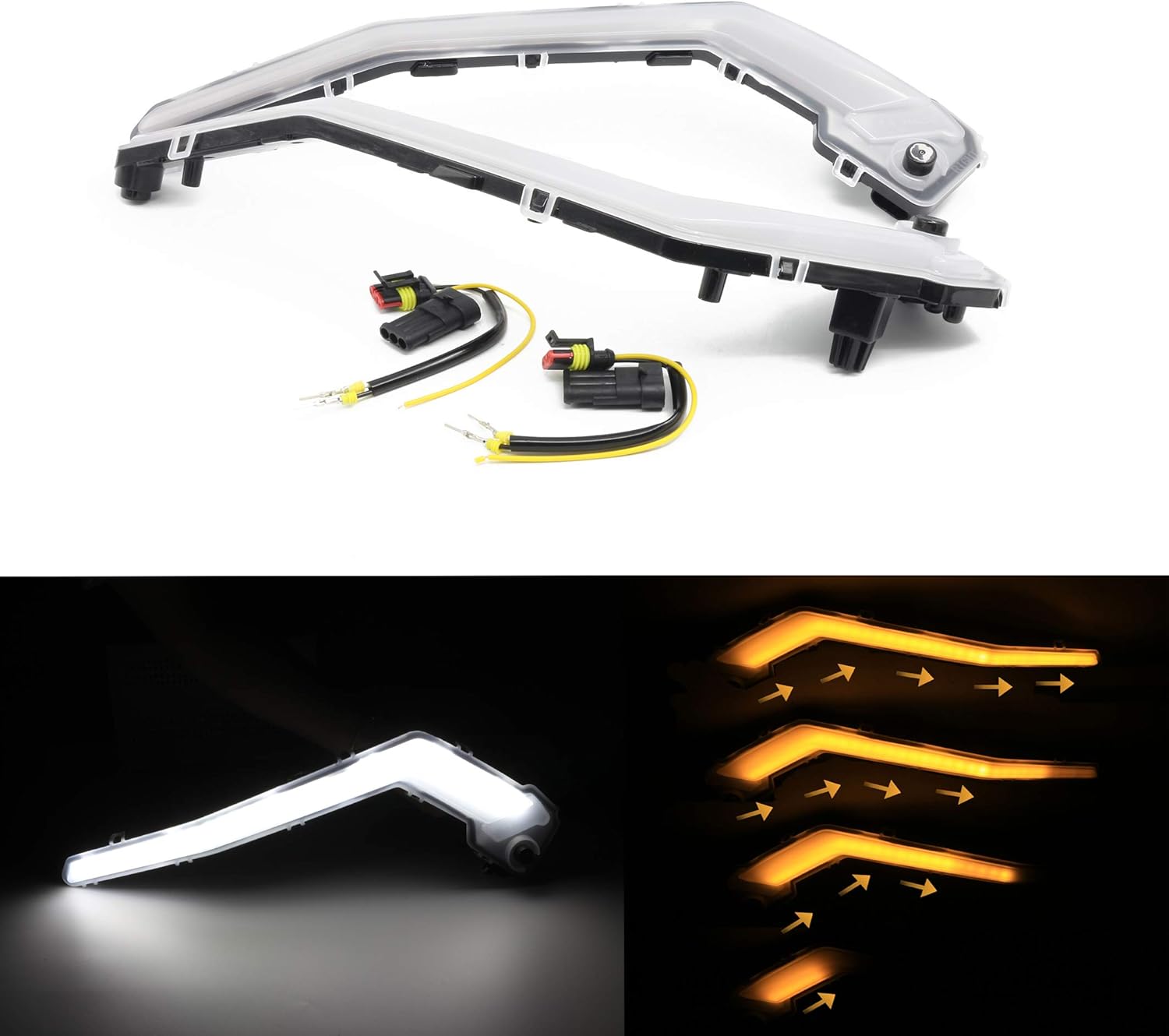 1 Pair Front Driving Light with Yellow Flowing Turn Signal Lights R45833