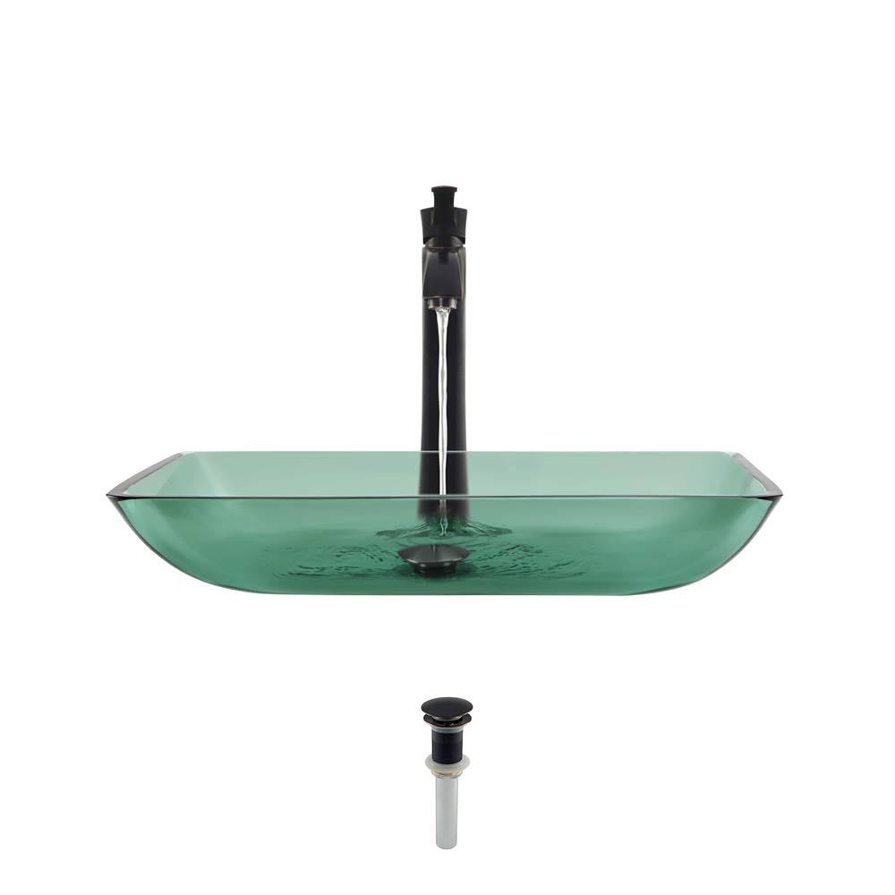 Emerald Vessel Sink Ensemble with Antique Bronze Finish Faucet and Pop-Up Drain B95810