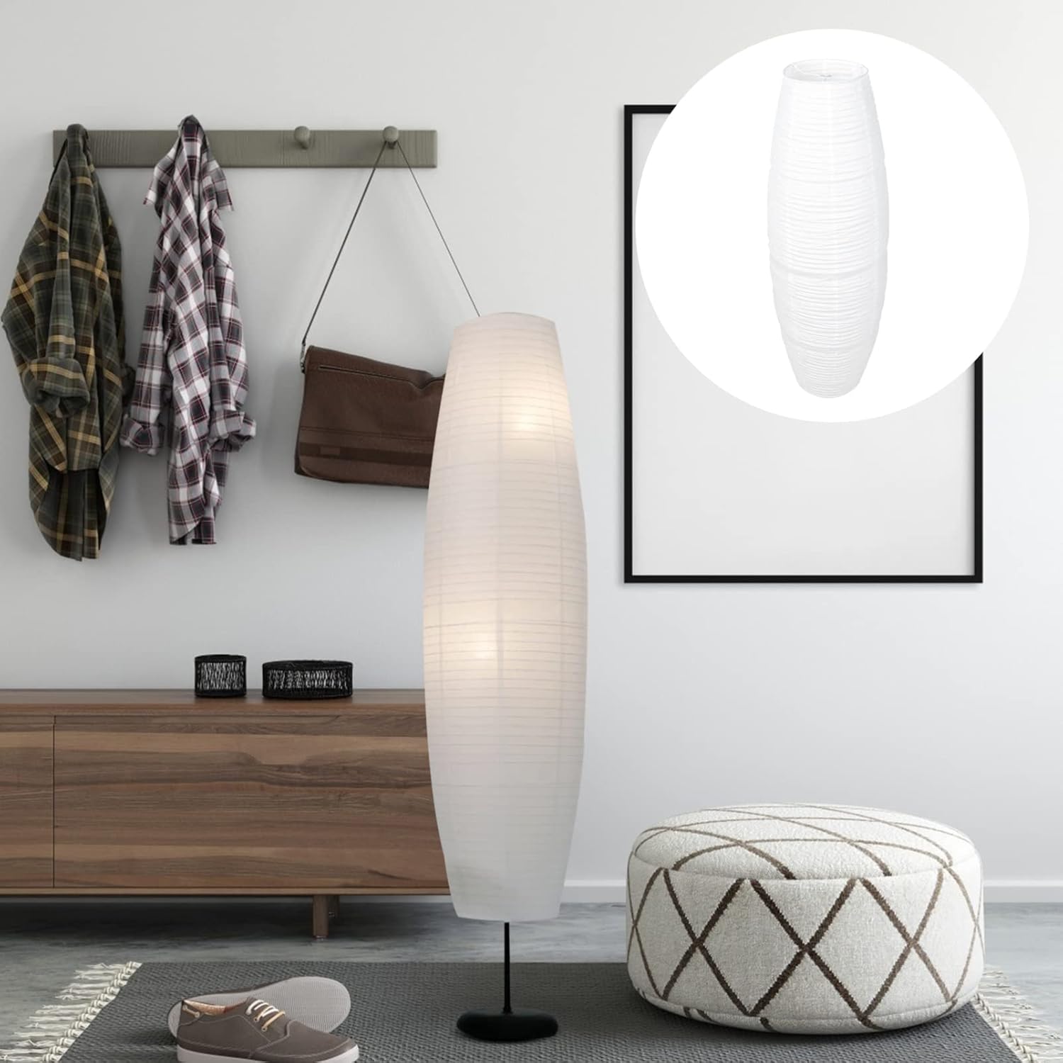 Paper Floor Lamp Shade with Bulb Cage Guard A3575