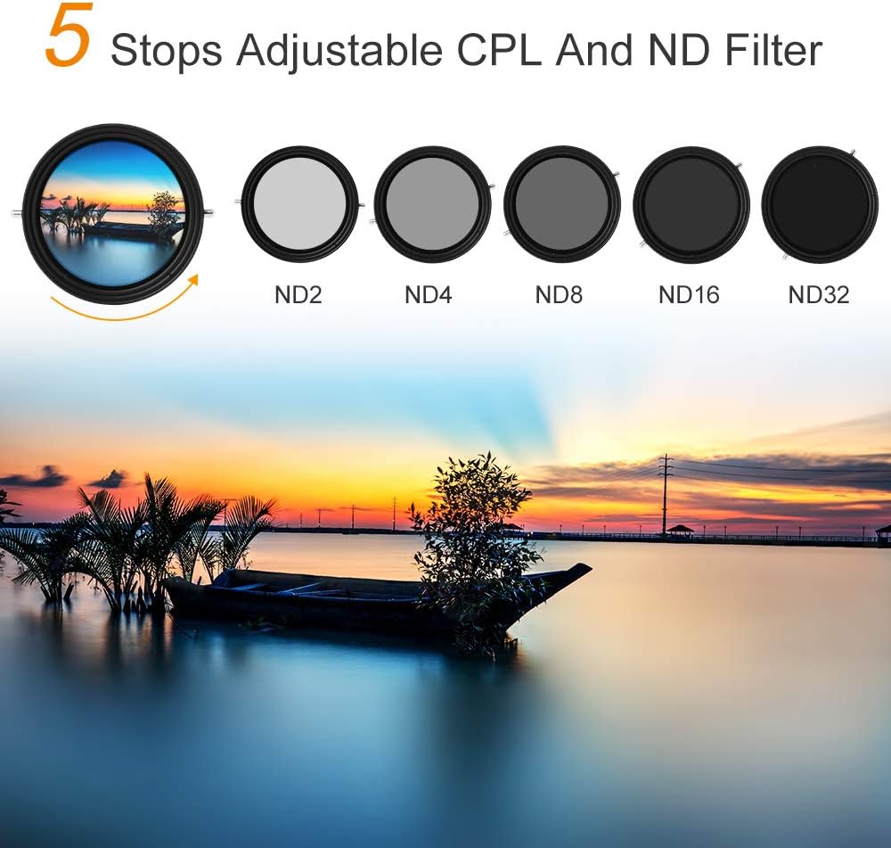 82mm Variable Fader ND2-ND32 ND Filter and CPL Circular Polarizing Filter 2 in 1 U3552