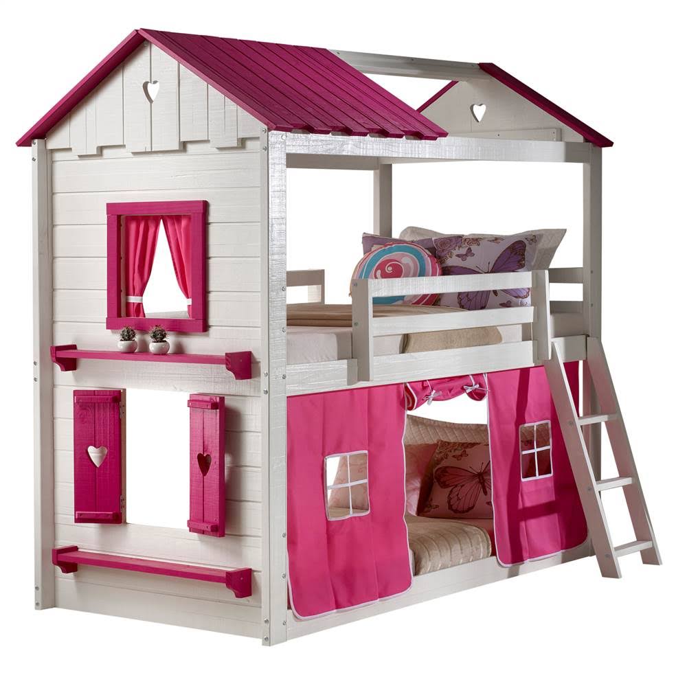 White and Pink Kids Bunk Bed O509