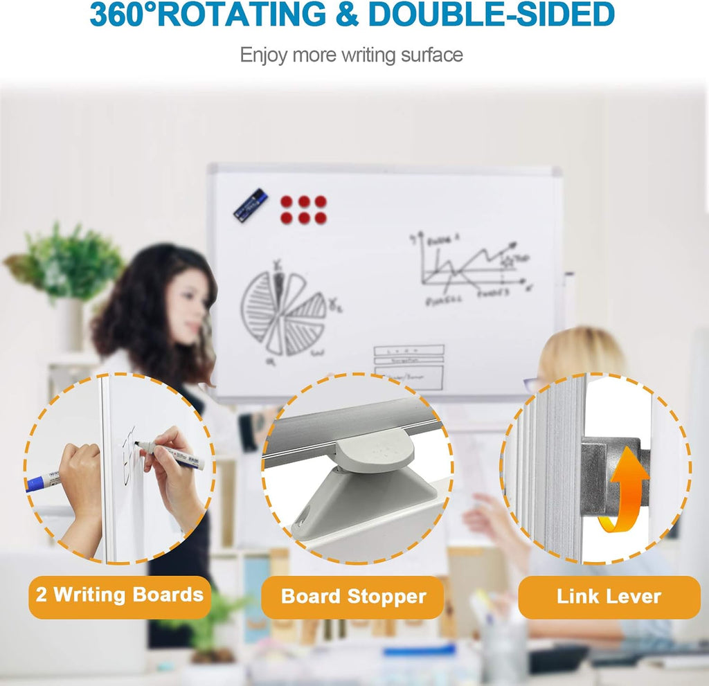 36x48 Double Sided Magnetic Dry Erase Board on Wheels with Stand C9710