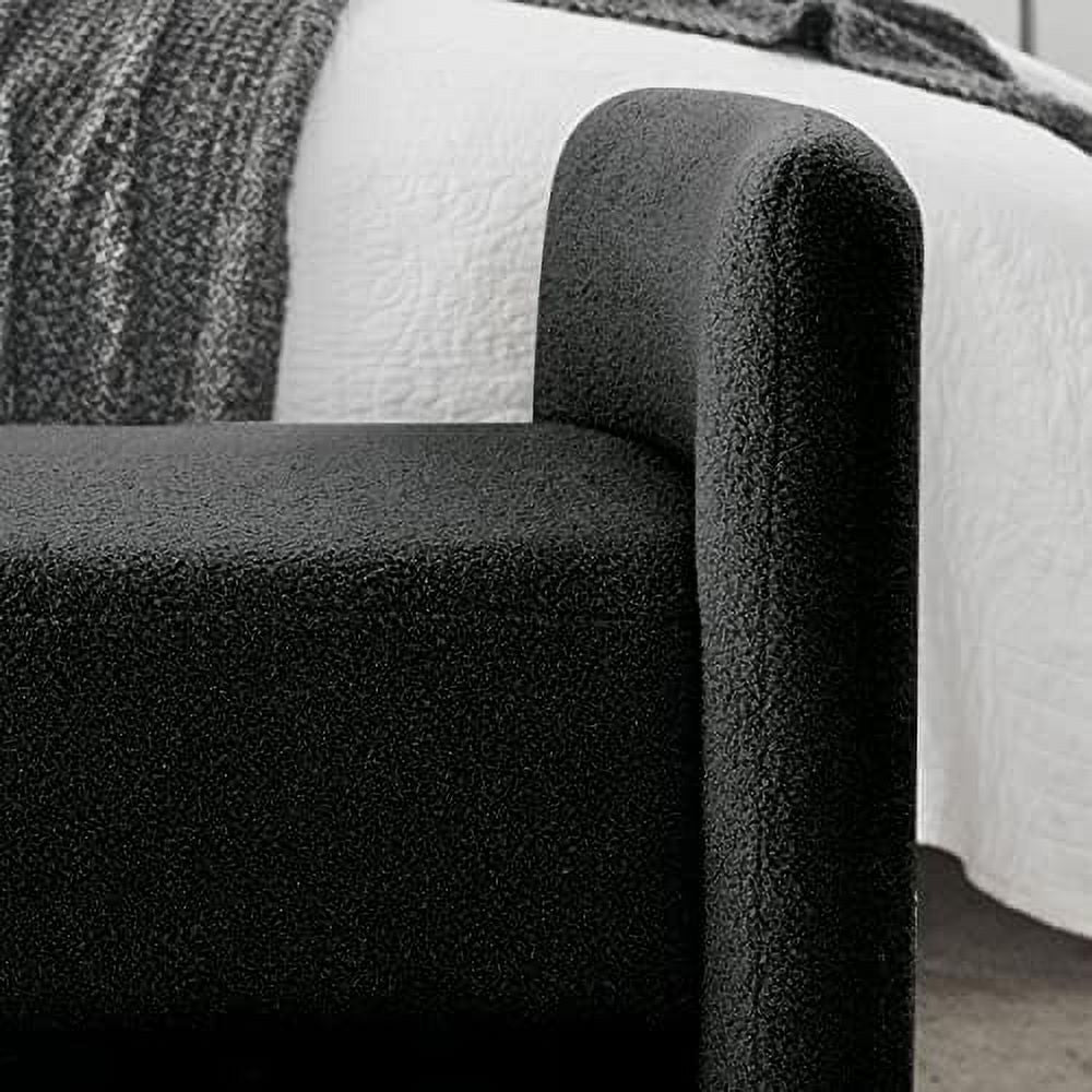 White Teddy Velvet Upholstered Ottoman Bench A8154